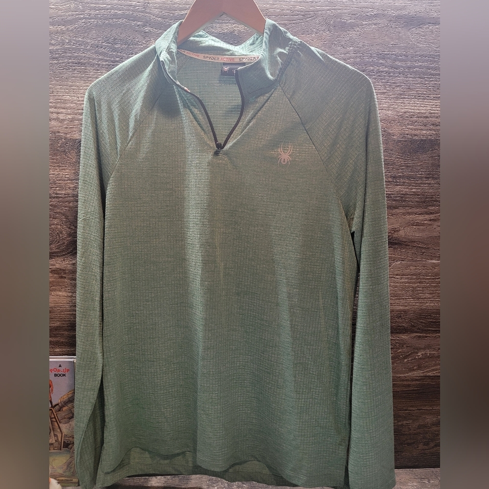 Spyder Active Men's 1/4 Zip Long Sleeve Light Weight Pullover Sz MEDIUM